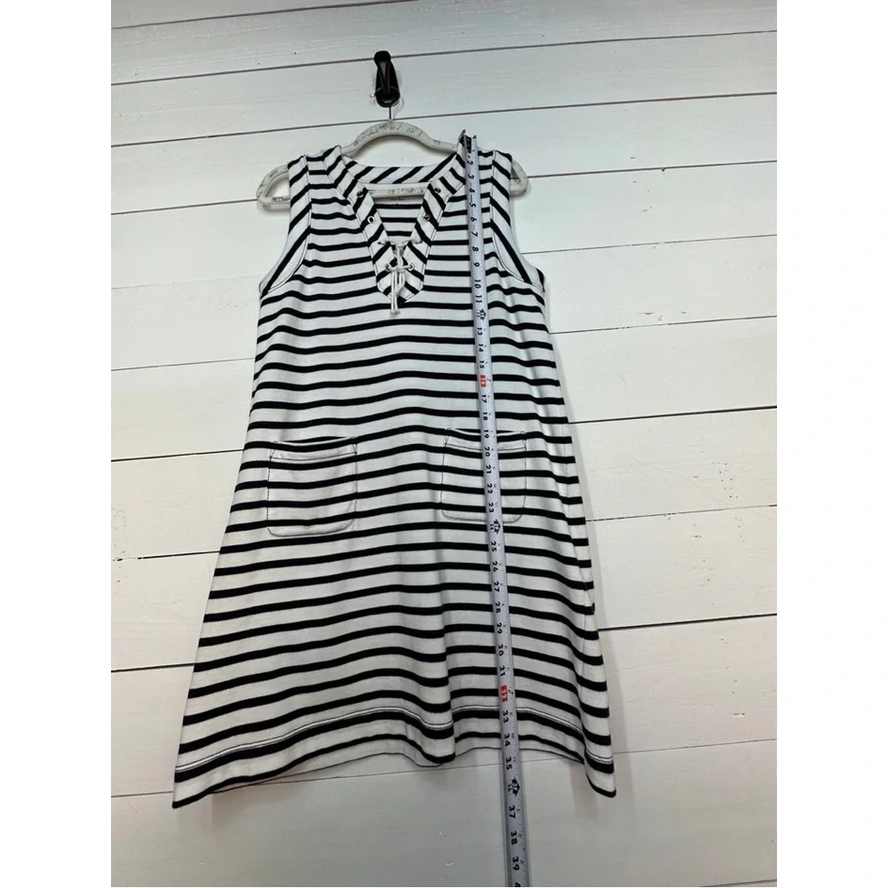 kate spade Navy and White Striped Sleeveless Lace-Up Shift Dress - Picture 8 of 10